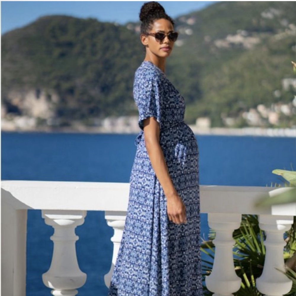 Blue nursing/maternity maxi dress